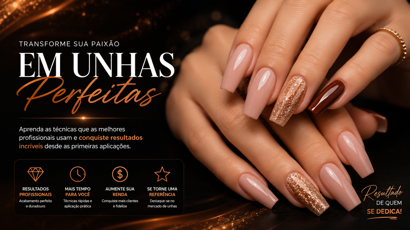 Banner de resultado profissional em alongamento de unhas